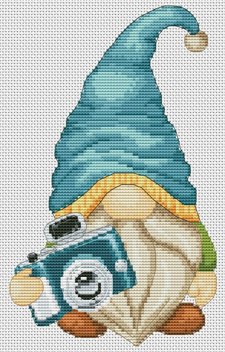 Photographer, Cross stitch, Gnomes cross stitch, Counted cross stitch