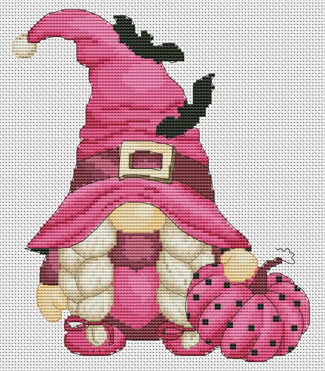 Witch, Halloween cross stitch, Gnomes cross stitch, Modern cross stitch, Cross stitch pattern