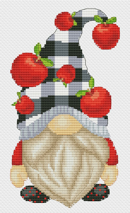 Apple Gnome Cross Stitch Pattern PDF – Instant Download
