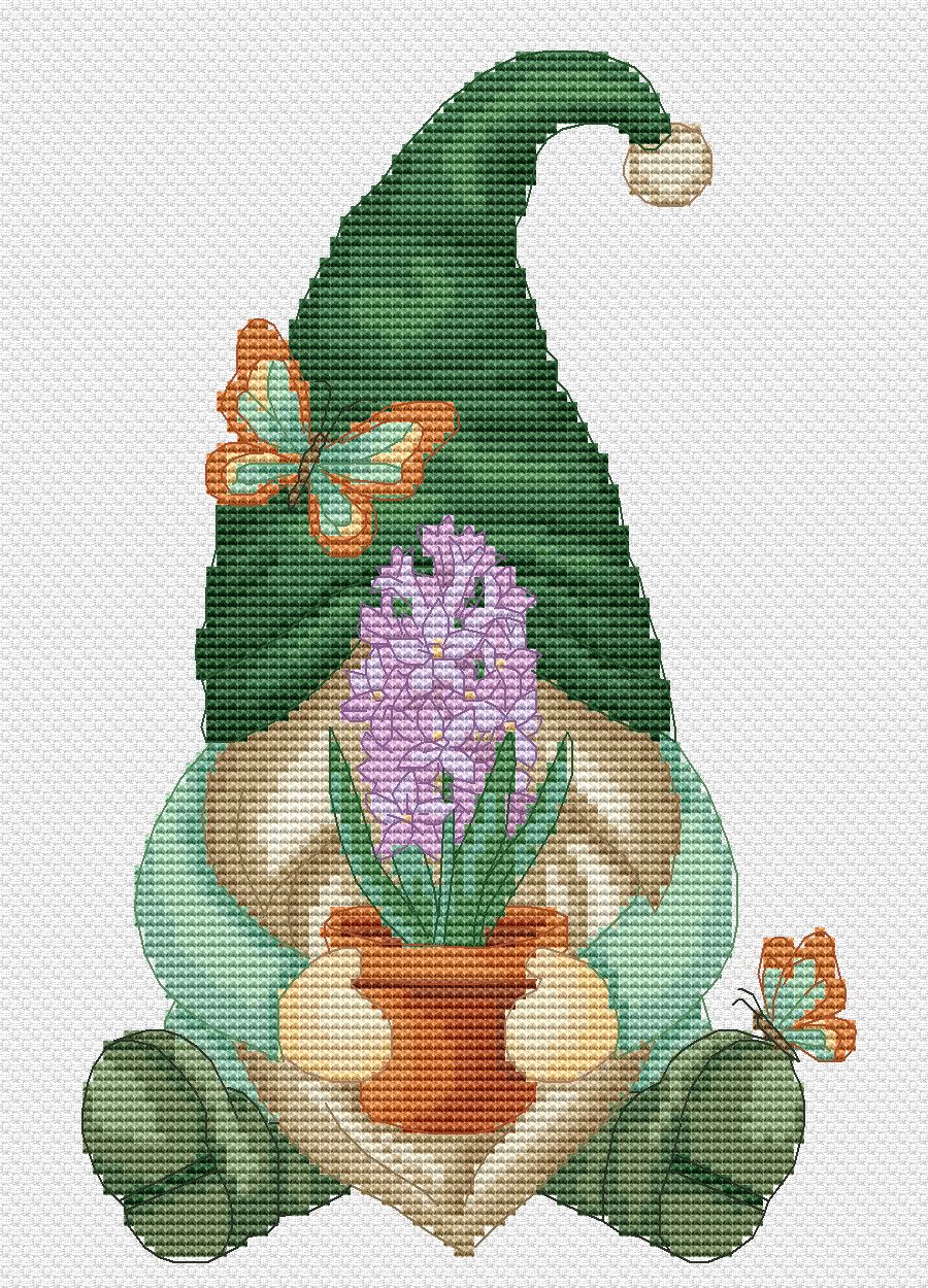 Spring Gnome Cross Stitch Pattern PDF – Instant Download
