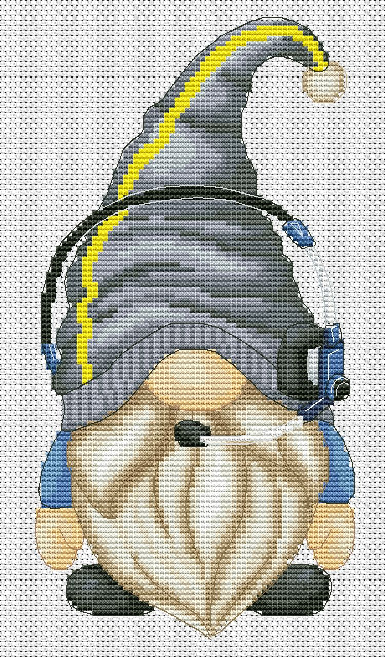 Dispatcher, Cross stitch pattern, Gnome cross stitch, 911 service