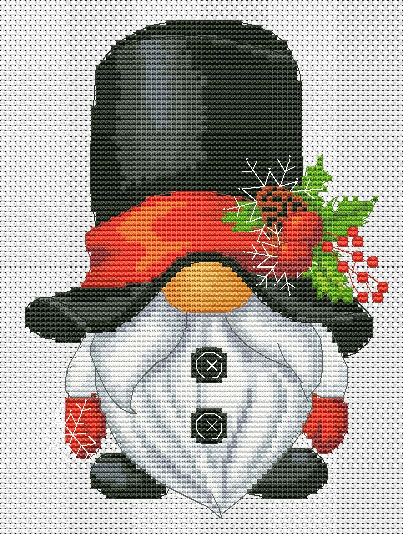 Snowman, Cross stitch, Christmas cross stitch, Gnomes cross stitch, Modern cross stitch, Christmas gift