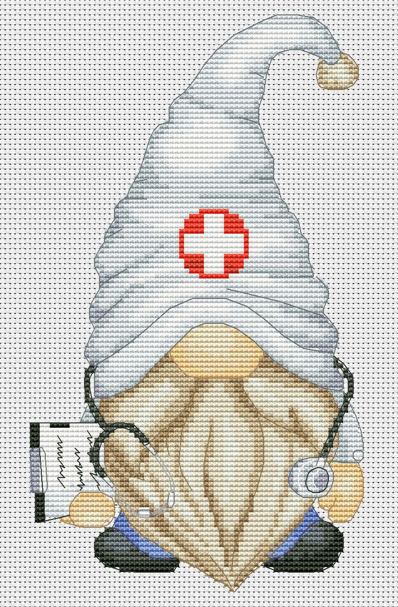 Cross stitch pattern, Doctor cross stitch, Gnomes cross stitch, Doctor gift