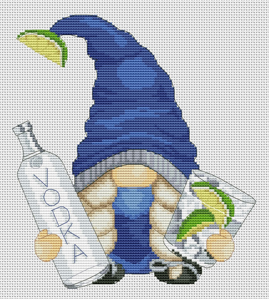 Female with vodka, Cross stitch pattern