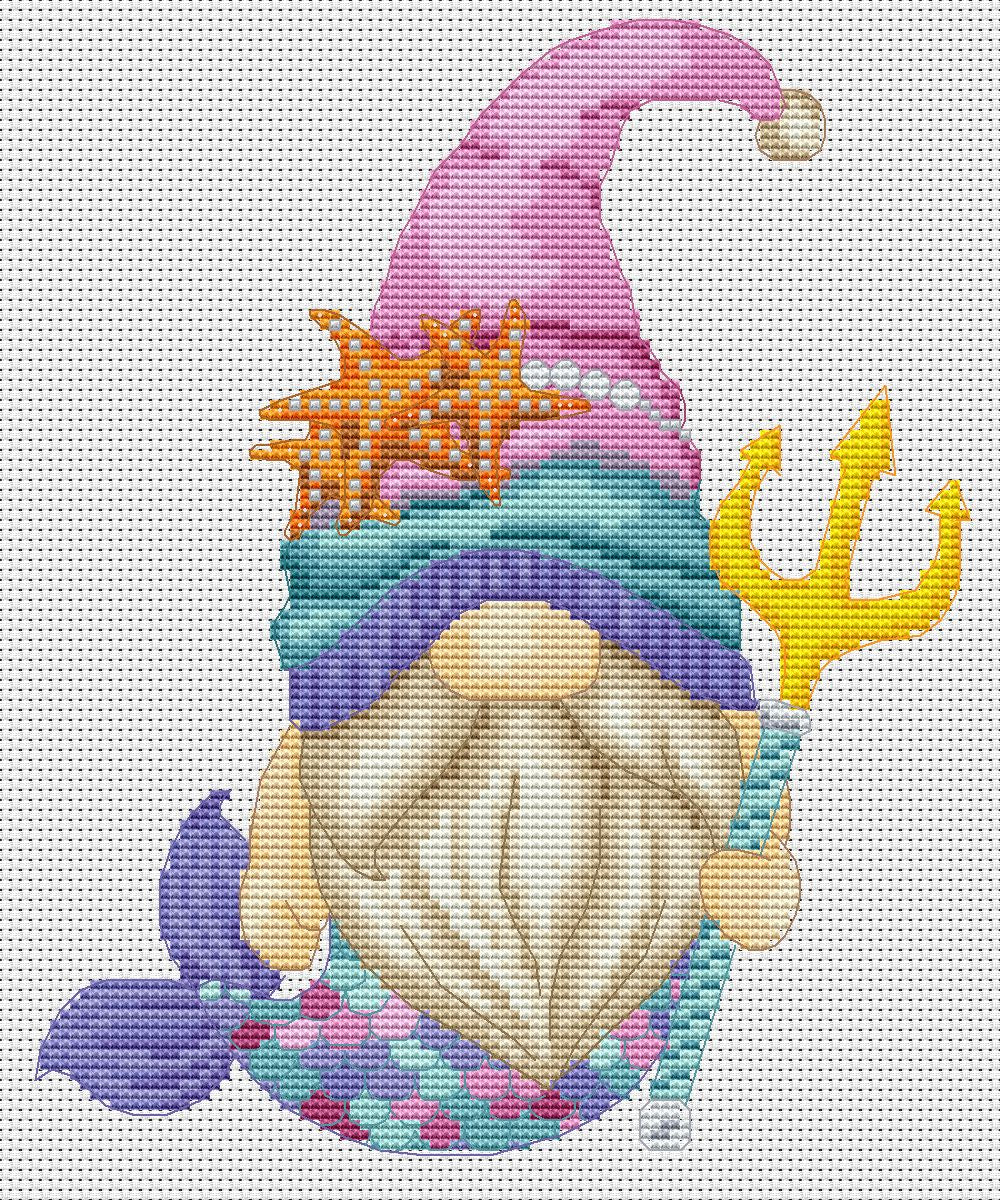 Mermaid, Gnomes cross stitch, Modern cross stitch, Cross stitch pdf, Mermaid cross stitch, Sea cross stitch