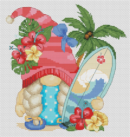 Surf girl, Cross stitch pattern, Counted cross stitch, Gnomes cross stitch, Modern cross stitch, Funny cross stitch, Holiday cross stitch