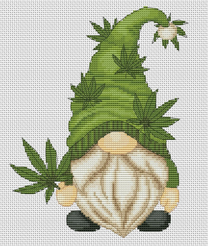 Cannabis gnome, Cross stitch pattern