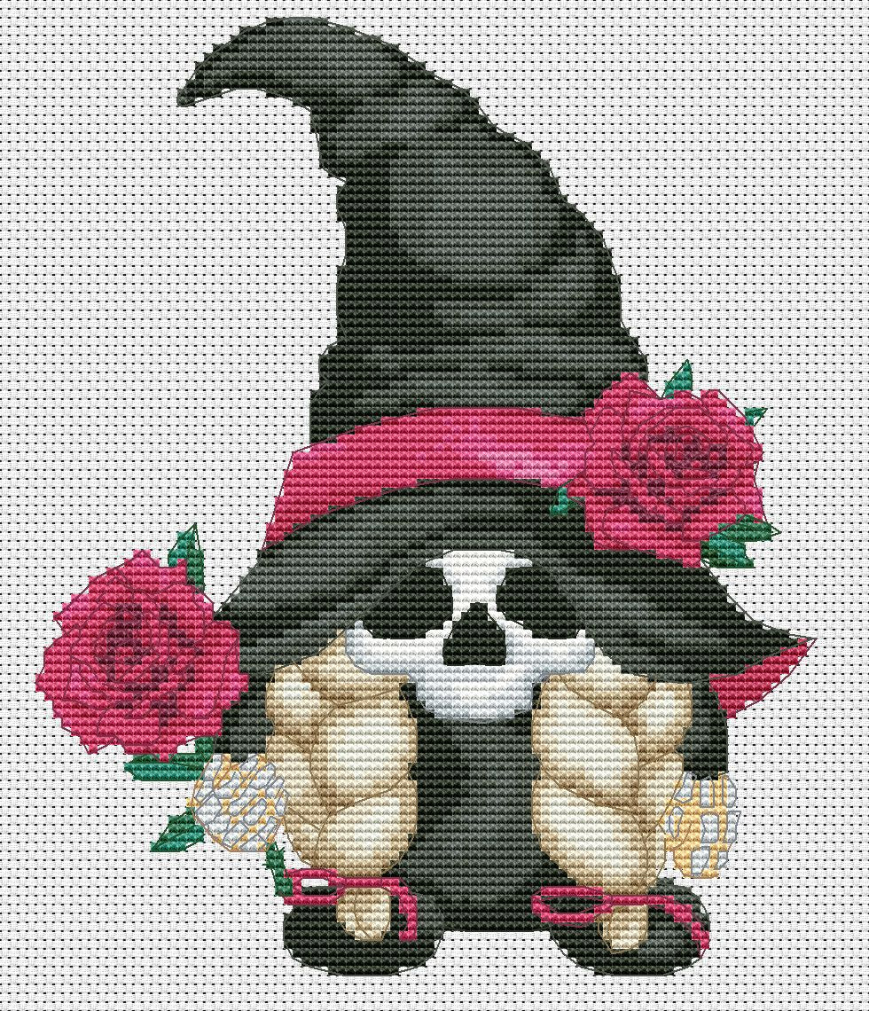 Skeleton female, Cross stitch pattern, Gnome cross stitch, Halloween cross stitch