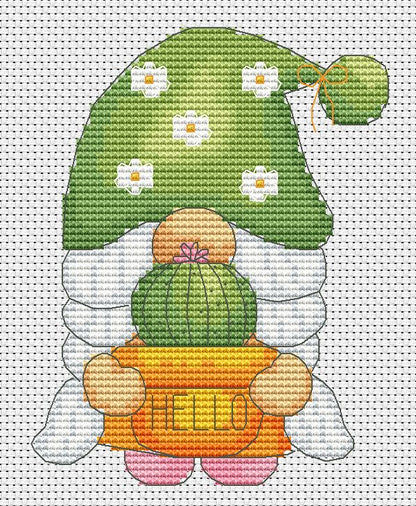 Cactus lover, Cross stitch pattern, Gnome cross stitch, Easy cross stitch