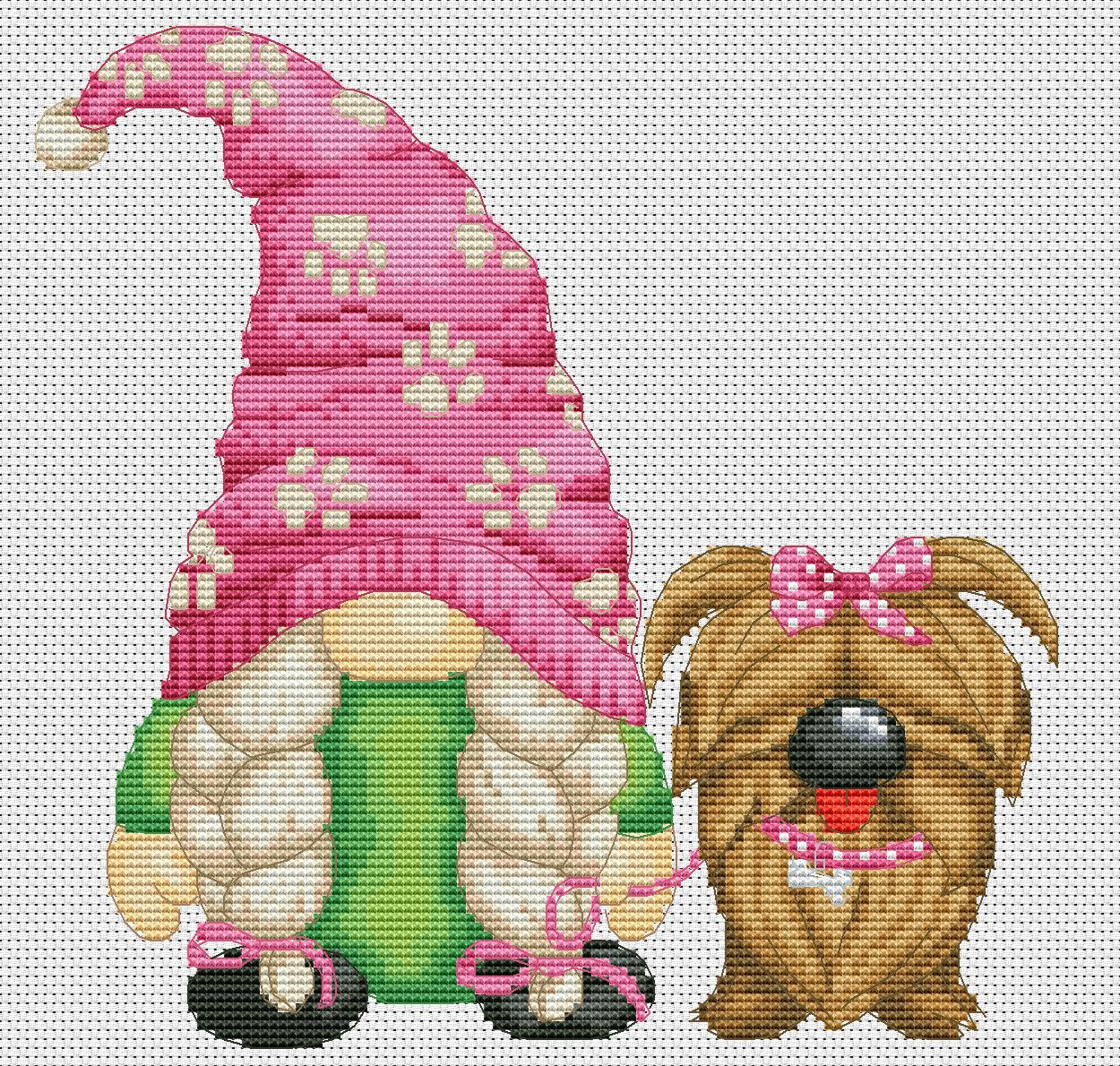 Dog lover, Cross stitch, Dog lover, Gnomes cross stitch, Modern cross stitch, Pets cross stitch