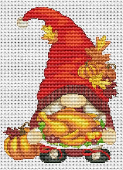 Cross stitch pattern A Thanksgiving female, Fall gnome