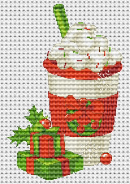 Christmas coffee, Cross stitch, Coffee cross stitch, Gnomes cross stitch, Modern cross stitch, Christmas cross stitch, Funny cross stitch