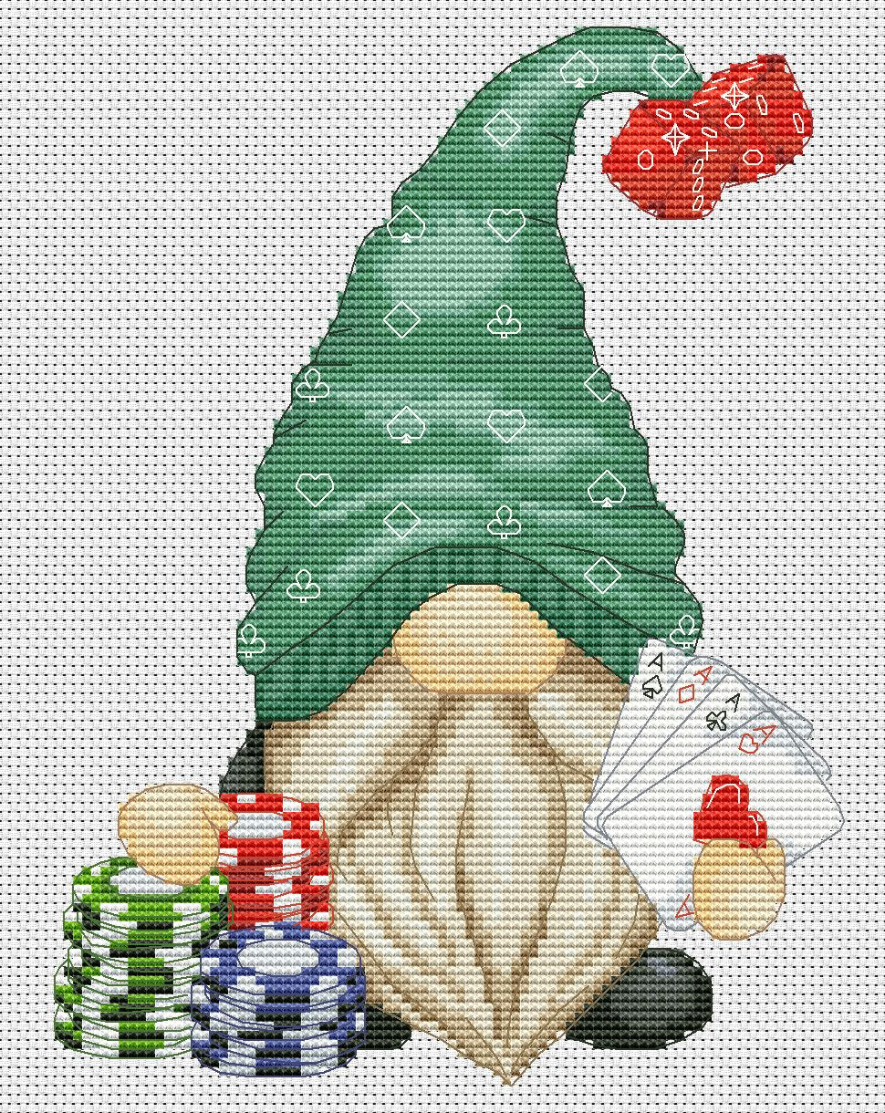 Casino, Cross stitch, Casino cross stitch, Gnomes cross stitch, Modern cross stitch, Funny cross stitch, Poker cross stitch