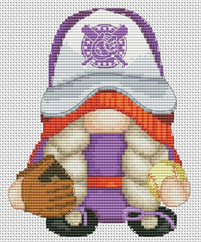 Modern cross stitch pattern Female softball player