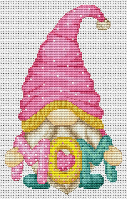 Mother Day gnome, Cross stitch, Floral cross stitch, Gnomes cross stitch, Modern cross stitch, Simple cross stitch, Mother gift