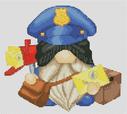 Postman, Cross stitch pattern, Gnome cross stitch, Post office decor