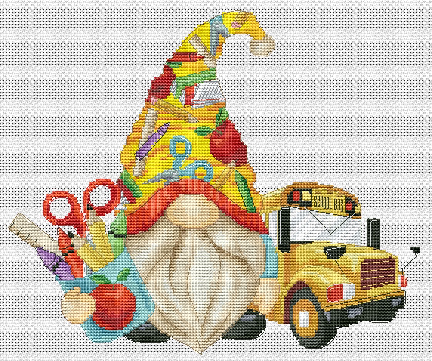 Cross stitch pattern Teacher Gnome