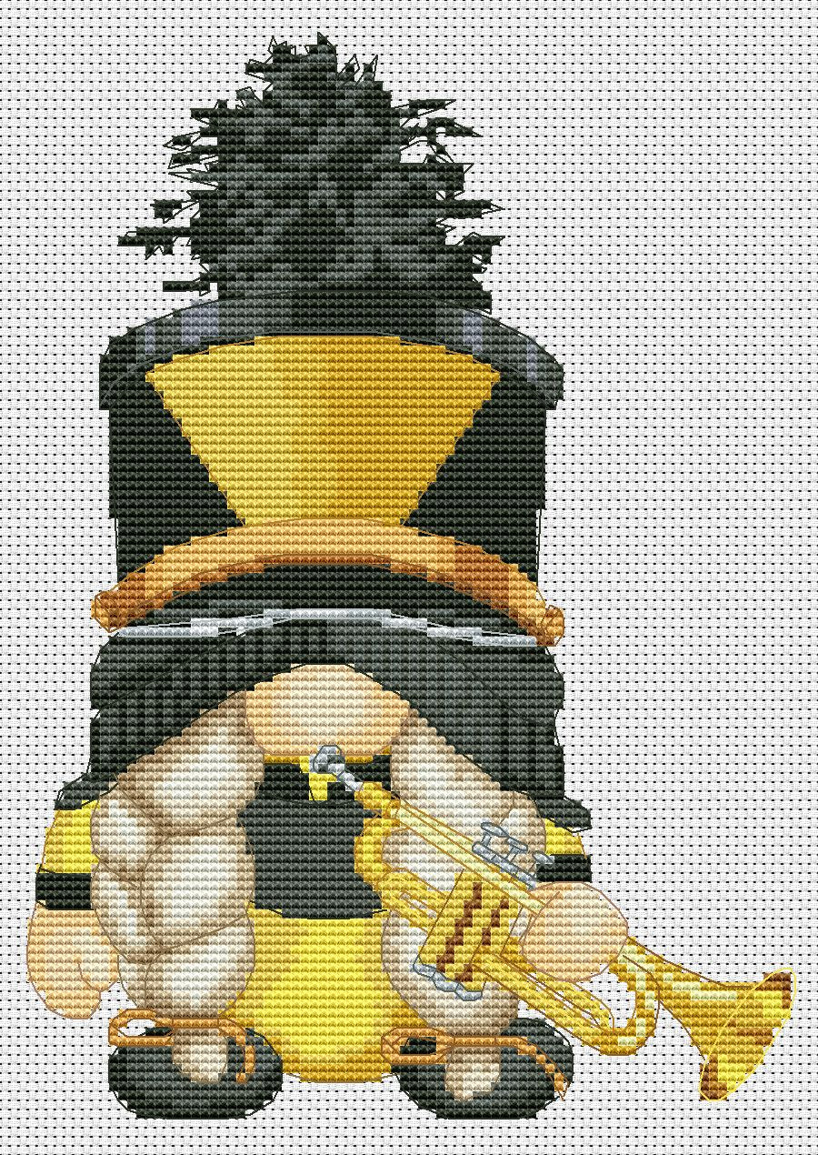 Trumpet female, Cross stitch pattern, Modern cross stitch, Counted cross stitch