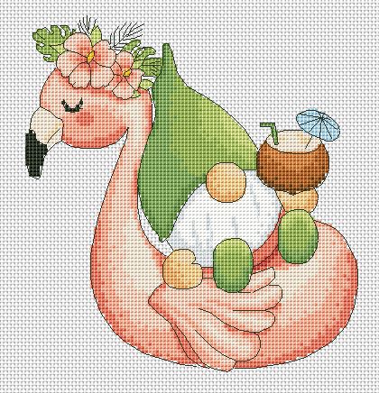 Cross stitch pattern - On holiday, Gnome cross stitch