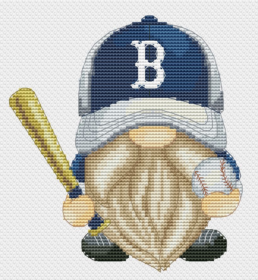 Baseball Gnome Cross Stitch Pattern PDF – Instant Download
