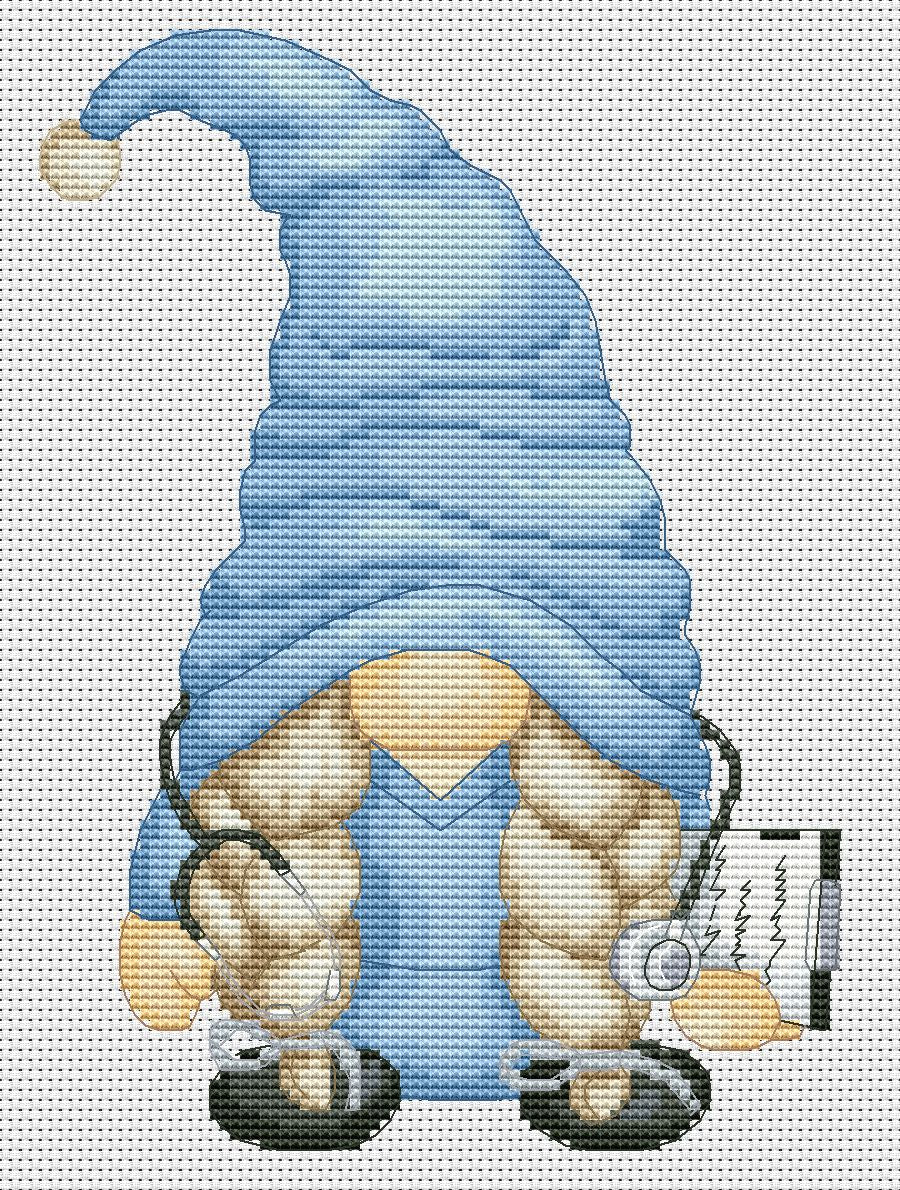 Cross stitch pattern, Nurse cross stitch, Gnomes cross stitch, Nurse gift