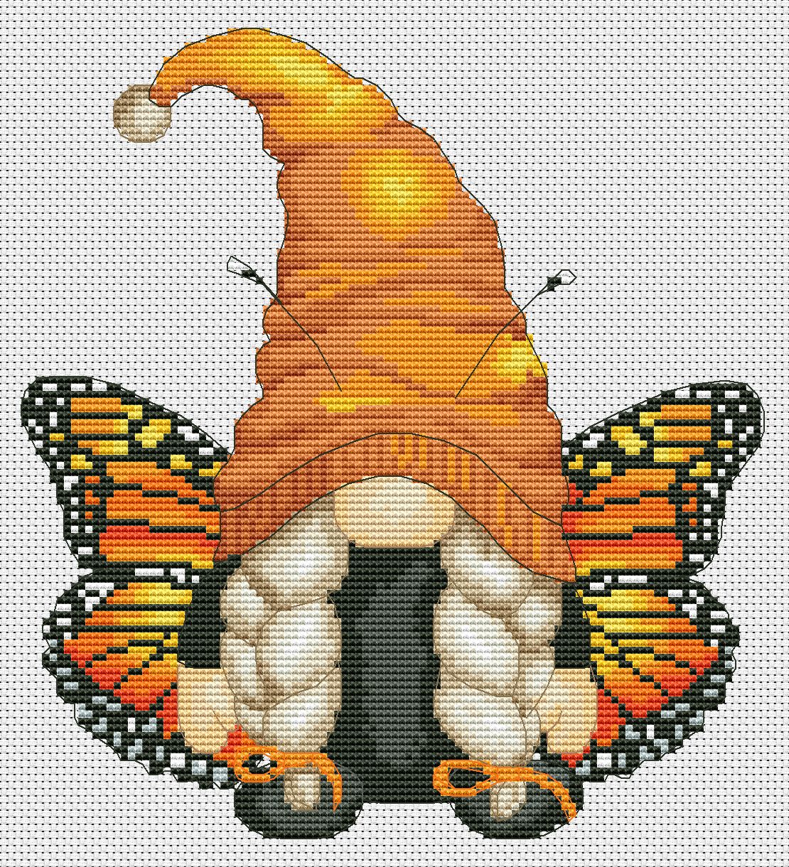 Butterfly female,  Cross stitch pdf, Gnome cross stitch, Counted cross stitch, Insect cross stitch, Modern cross stitch