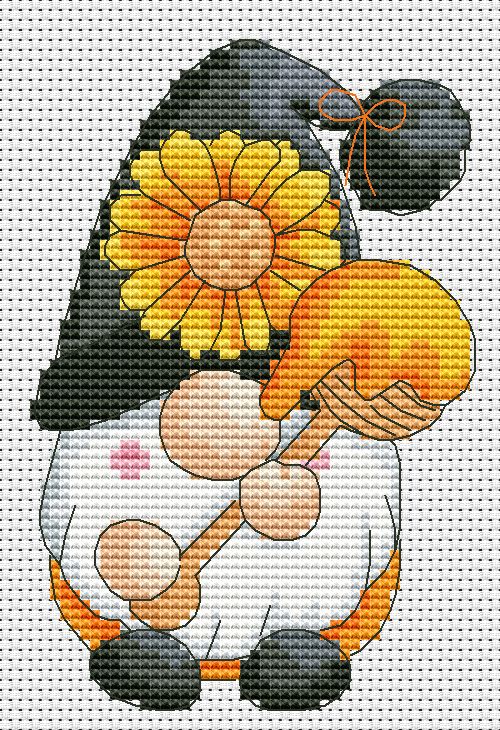 Honey gnome, Cross stitch pattern, Gnome cross stitch, Easy cross stitch