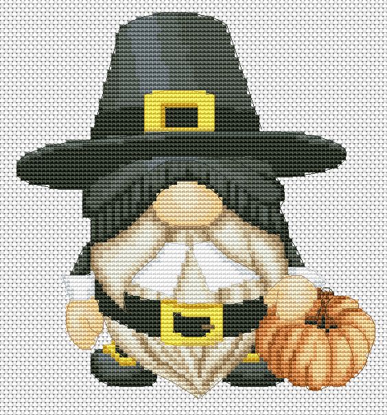 Counted cross stitch pattern - Pilgrim, Gnomes cross stitch