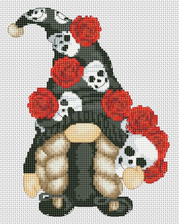 Gothic female, Halloween cross stitch, Gnomes cross stitch, Modern cross stitch, Cross stitch pattern, Scull cross stitch, Rose cross stitch