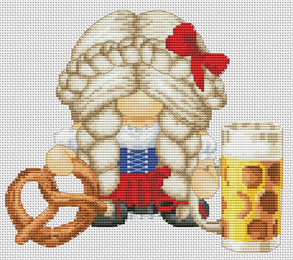 Cross stitch pattern Deutsche female, Gnome cross stitch