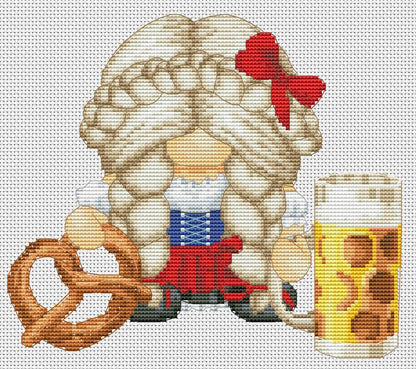 Cross stitch pattern Deutsche female, Gnome cross stitch