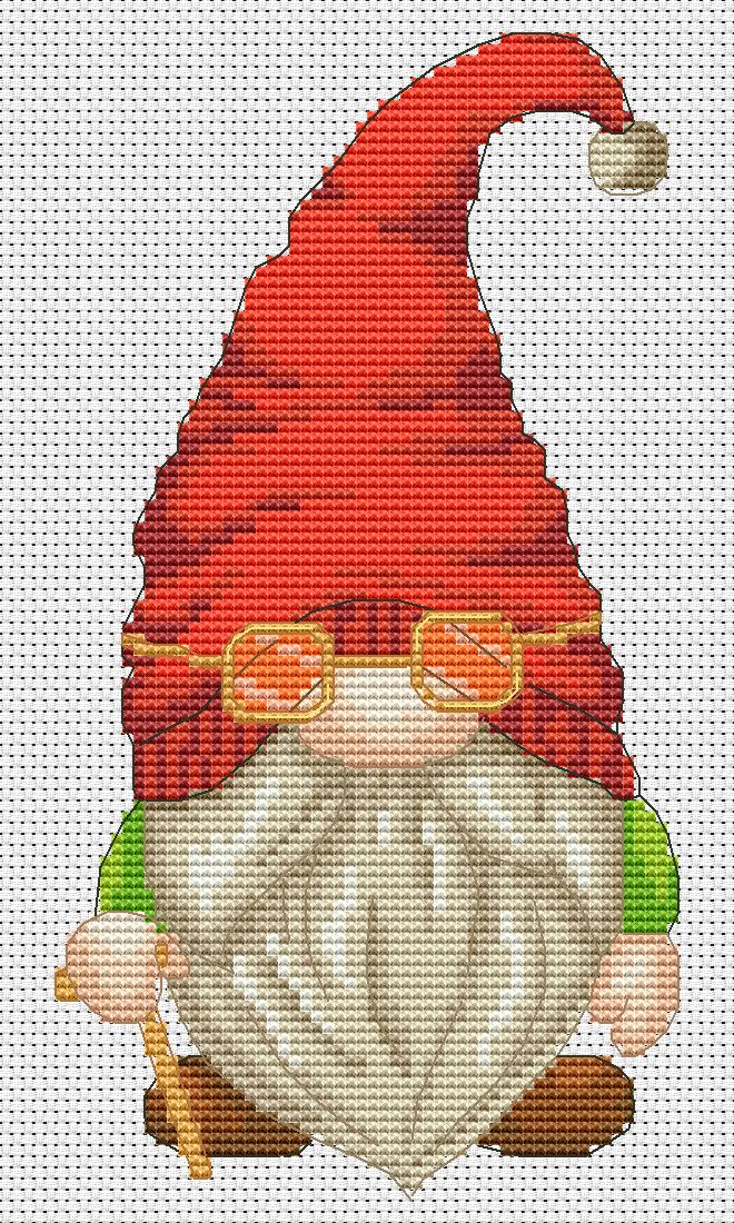 Grandpa, Cross Stitch Pattern, Counted cross stitch, Gnome cross stitch