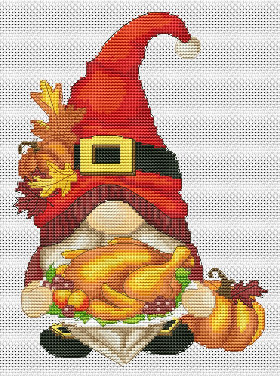 Cross stitch pattern A Thanksgiving gnome