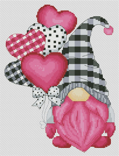 Cross stitch pattern, Valentine Day, Gnome cross stitch