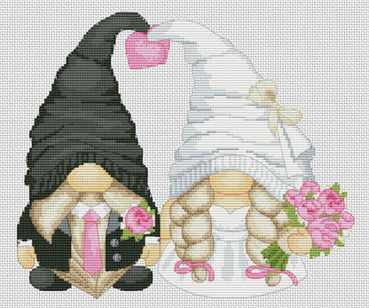 Modern Cross stitch Wedding gnomes, Unique wedding gift