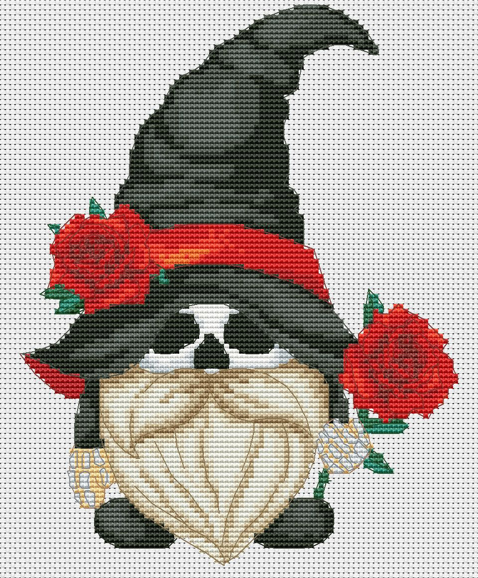 Skeleton, Cross stitch pattern, Gnome cross stitch, Halloween cross stitch