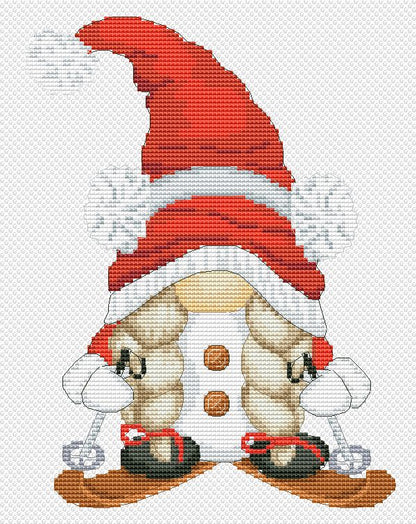 Christmas Skier Cross Stitch Pattern -Christmas Decor Embroidery - Instant Download