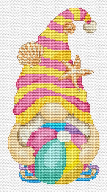 Beach Gnome Cross Stitch Pattern - Ocean Decor- Instant Download