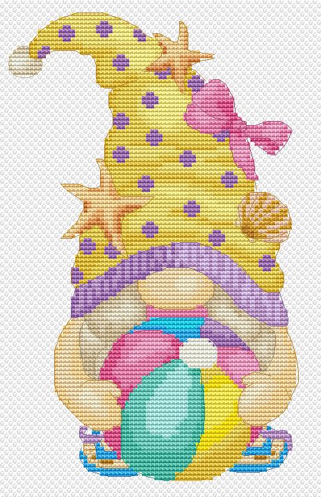 Beach Gnome Cross Stitch Pattern - Summer Craft- Instant Download