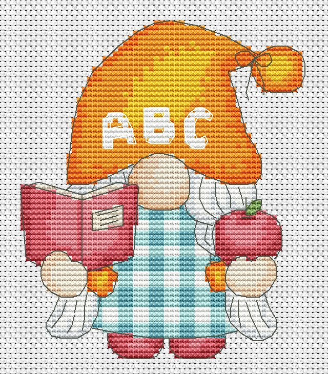 Cross stitch pattern, Teacher, Gnome cross stitch, Back to school