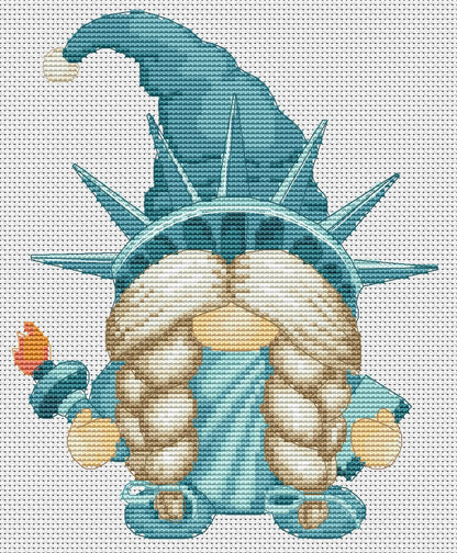 Statue of Liberty, Cross stitch, Liberty Island, Gnome cross stitch, Patriotic cross stitch, Easy cross stitch, Independence day