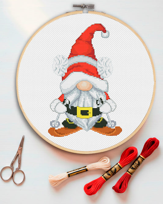 Christmas Gnome Cross Stitch Pattern -Christmas Decor Embroidery - Instant Download