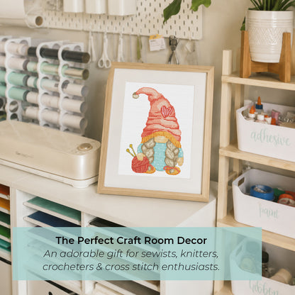 Cross Stitch Pattern Bundle, Craft Room Gnomes, 3 PDF Designs, Sewing and Knitting Decor