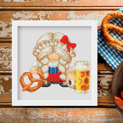 Cross stitch pattern Deutsche female, Gnome cross stitch