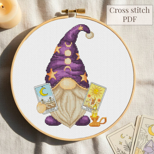 Tarot Gnome Cross Stitch Pattern PDF